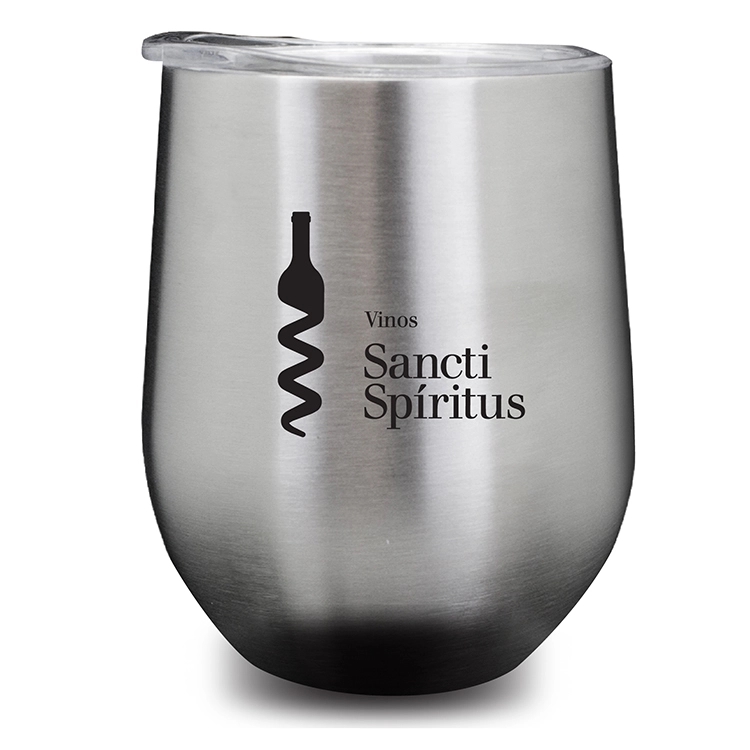 STAINLESS STEEL WINE TUMBLER WITH CLEAR LID 8