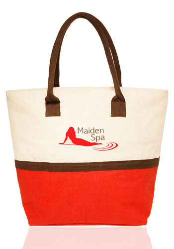 Two-Tone Jute Beach Tote Bags 4