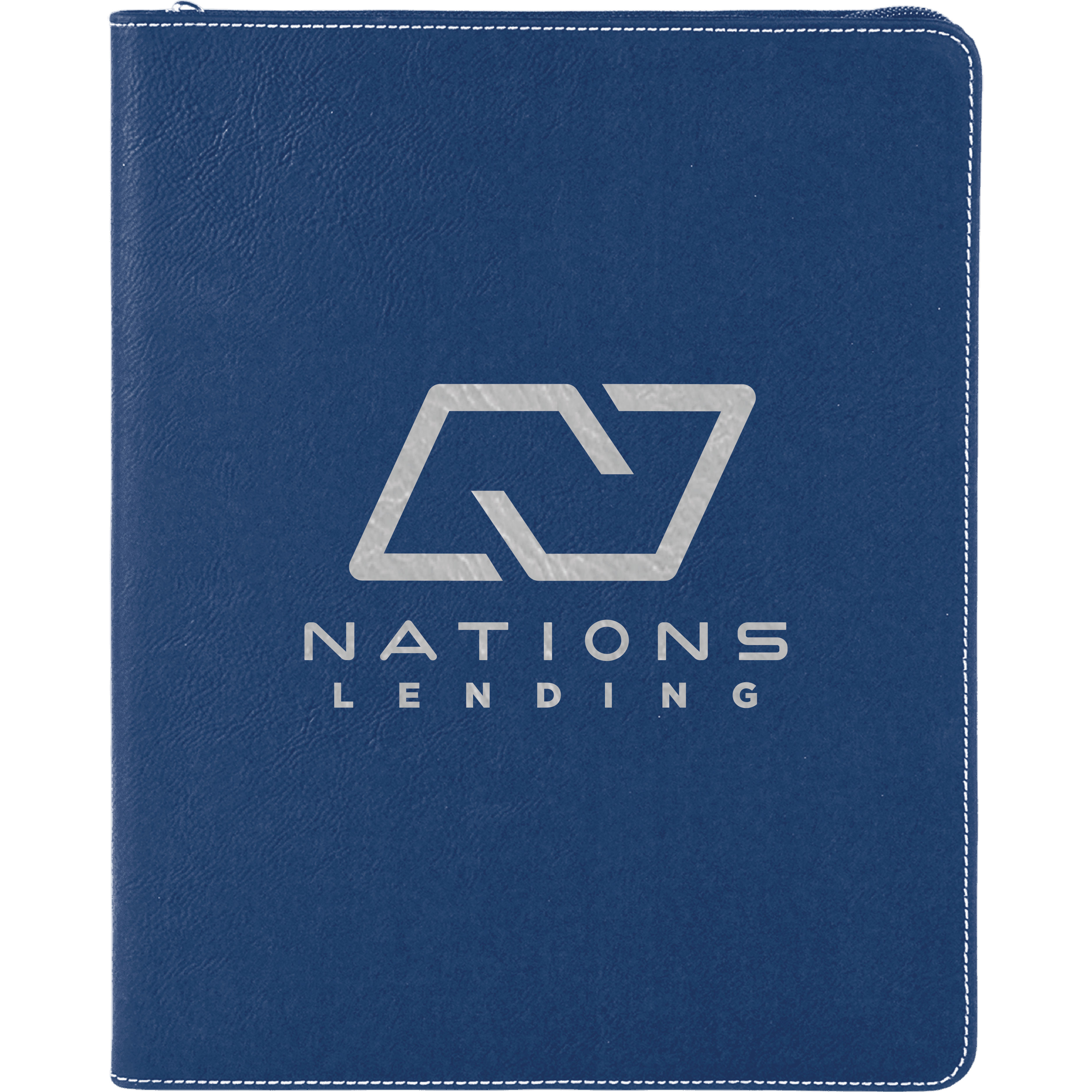 9" x 12" Leatherette Blue/Silver Portfolio with Zipper 8