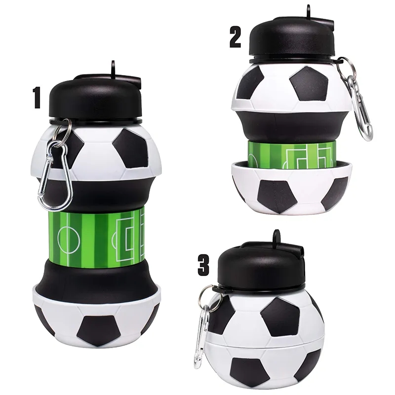 18oz Collapsible Basketball Water Bottle Silicone Soccer 4