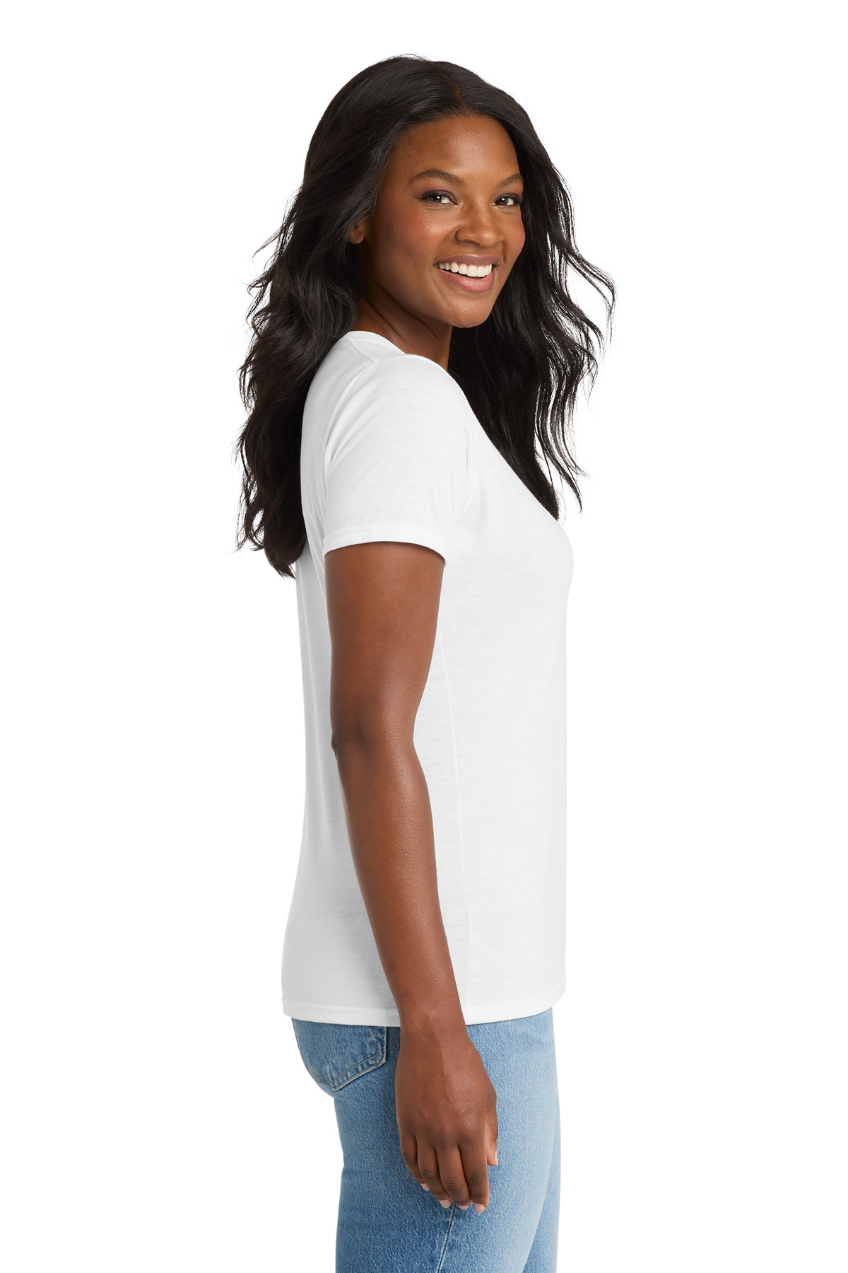 Port & Co Women's Performance Blend V-Neck Tee. LPC381V 80
