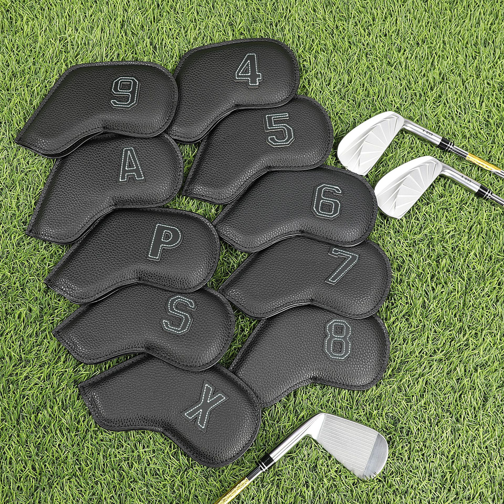 Thick Synthetic Leather Golf Iron Head Covers Set 2