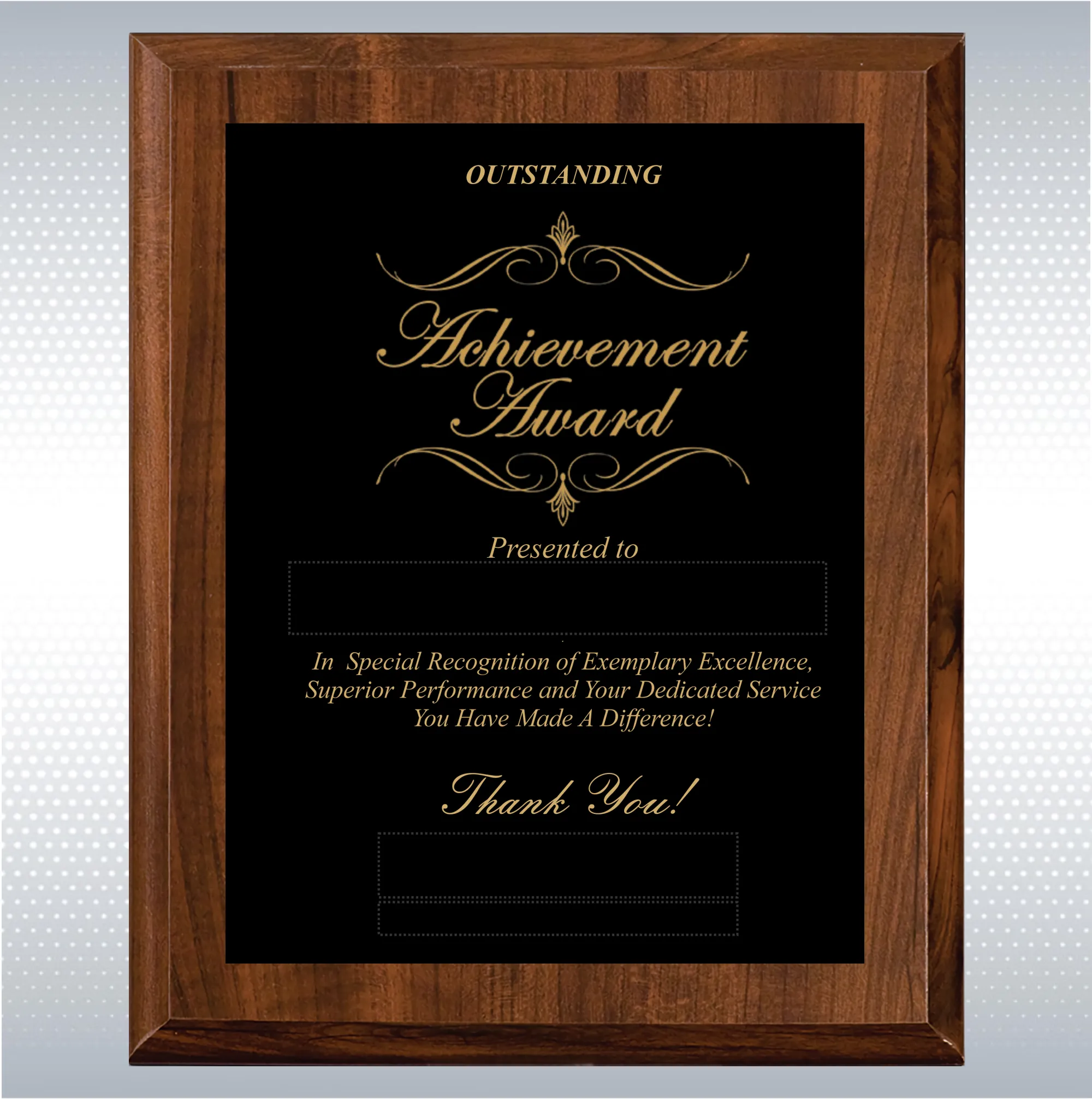 Cherry Finish Excellence Plaque , Employee Recognition Gift 13