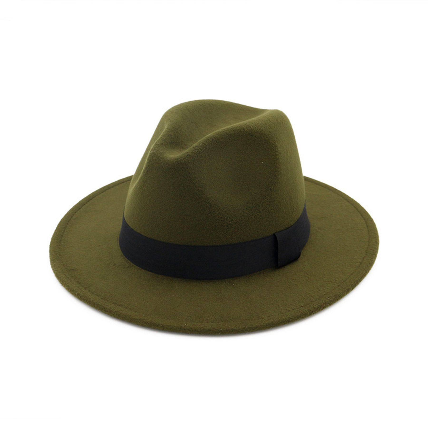 Classic Wide Brim Wool Felt Panama Fedora Hat Jaze Cap 11