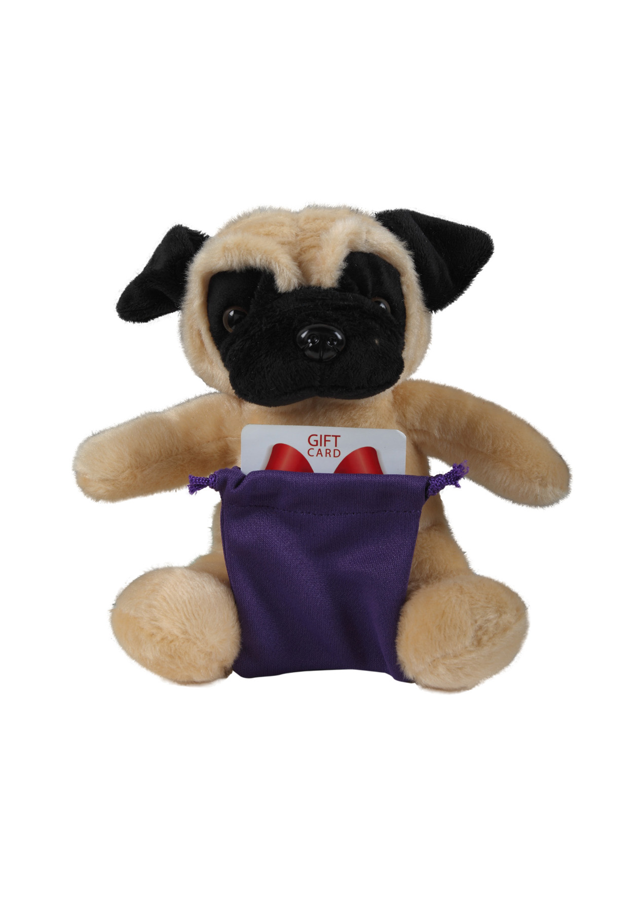 soft plush Pug with gift card sack