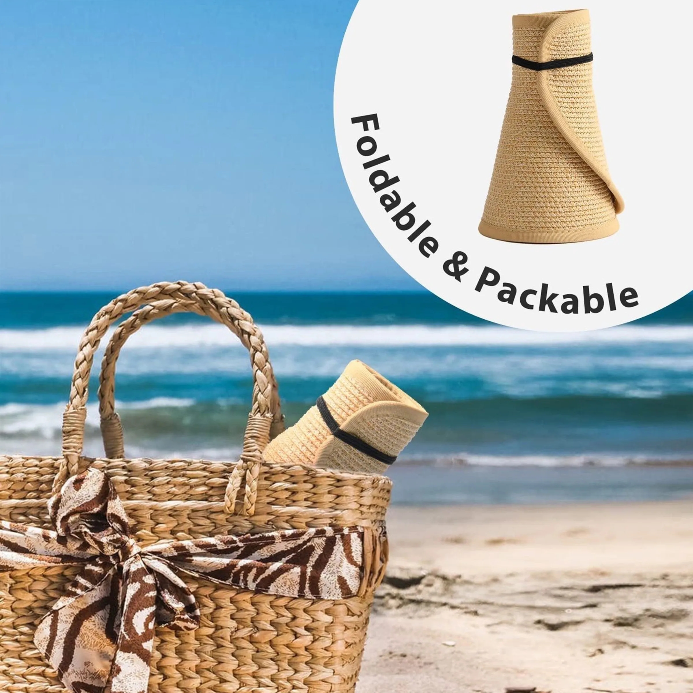 Paper Straw Visor - Rollable Summer Sun Protection Hat 2
