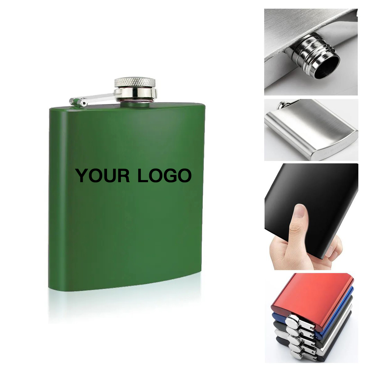 Compact Stainless Steel Flask with Screw Cap, custom water bottle with logo imprint 4