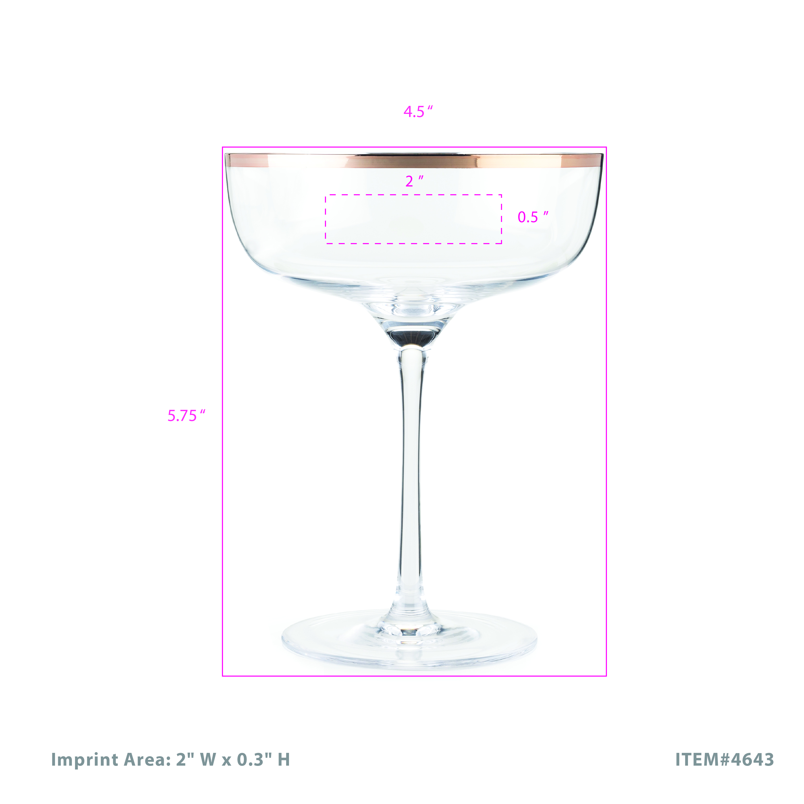 Twine Living® Copper Rim Crystal Coupe, set of 2 12
