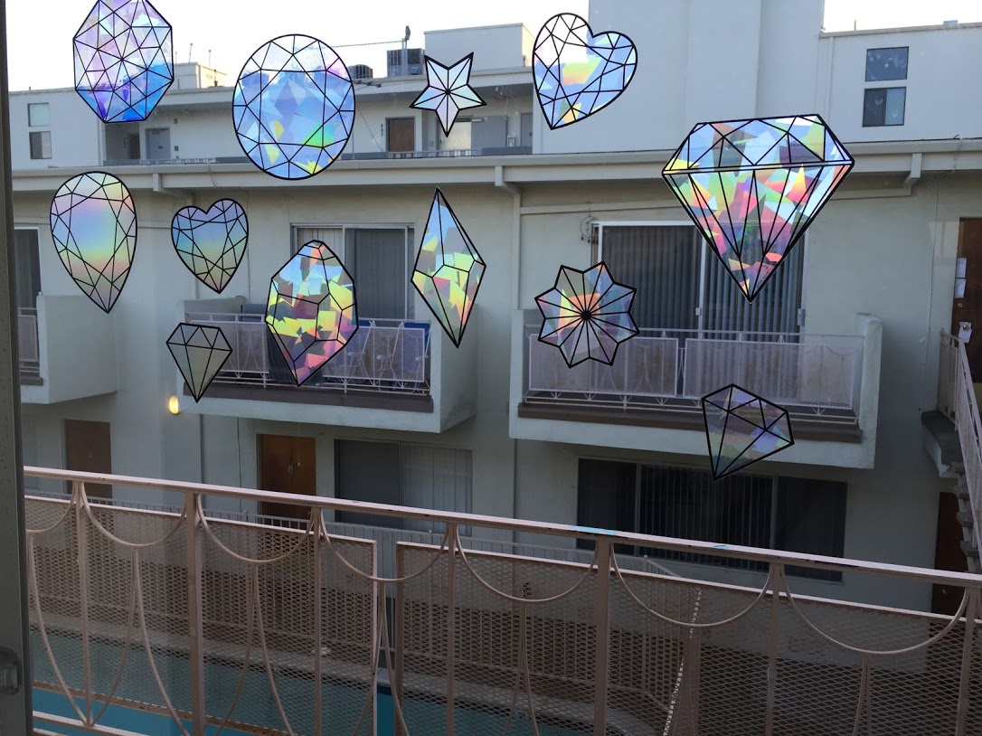 Window Decals - GEMS Sun Catchers - Holographic Rainbow Window Stickers 1