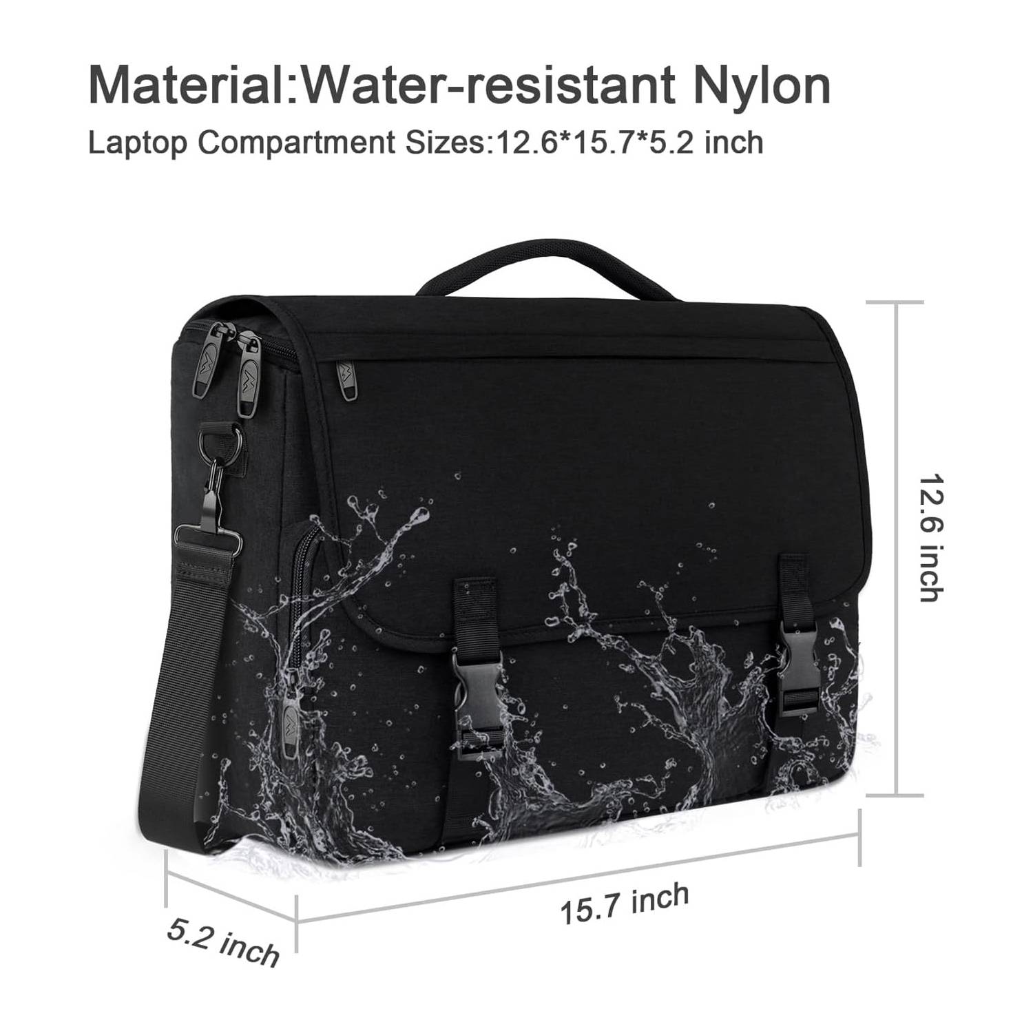 15.6 inch Waterproof Nylon Laptop Messenger Bag 3
