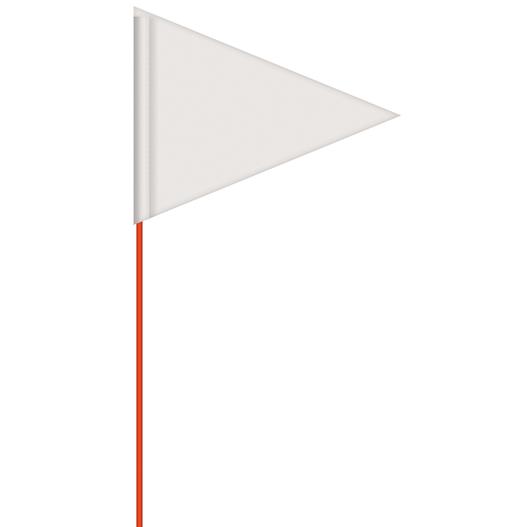 Solid Color White Pennant Field Flag w/Orange Staff 1