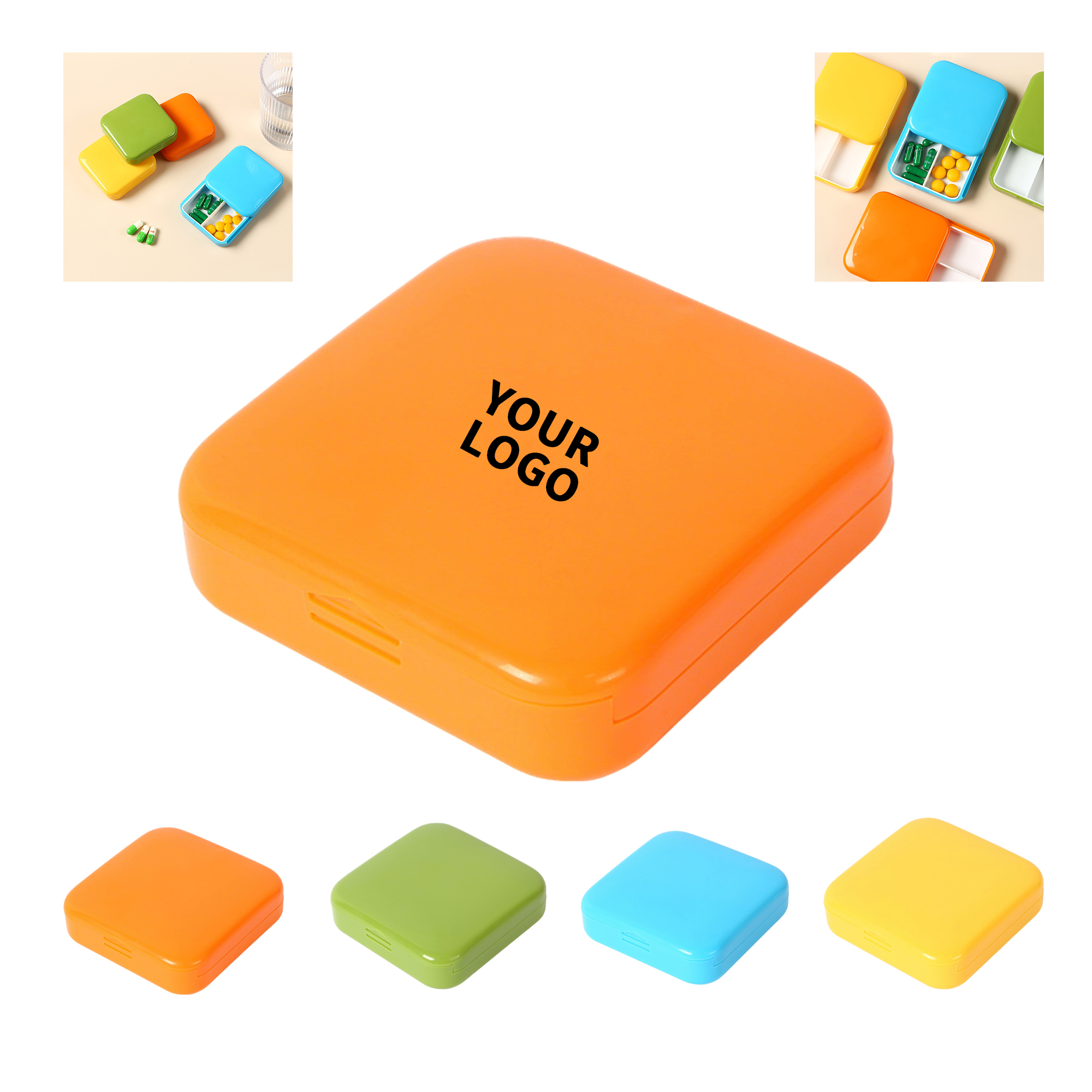 Compact Two Slot Pill Case 2.36" Length X 2.36" Width X 0.71" Height 2