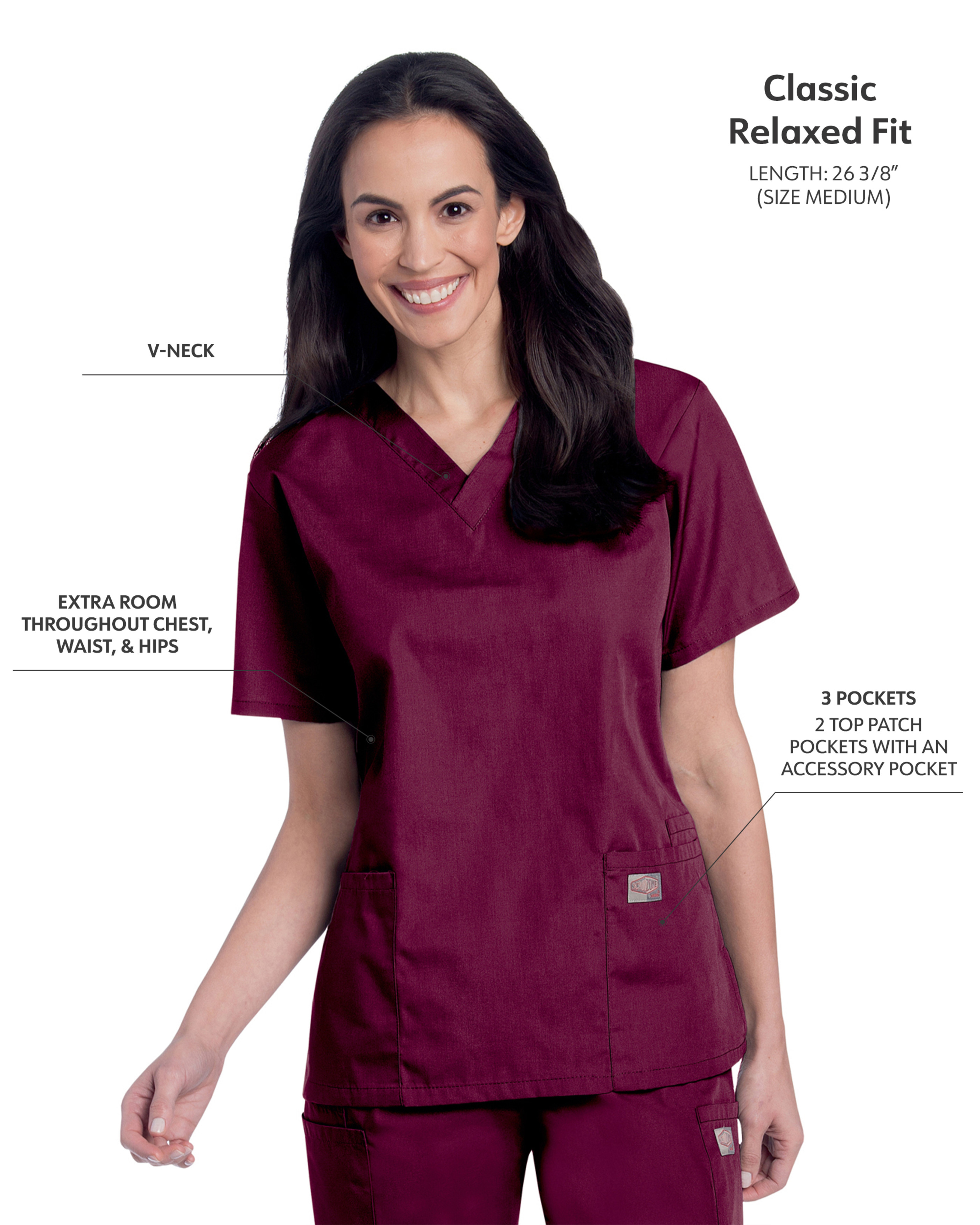 Landau - ScrubZone - Women's Three-Pocket Clean Back V-Neck Top 7