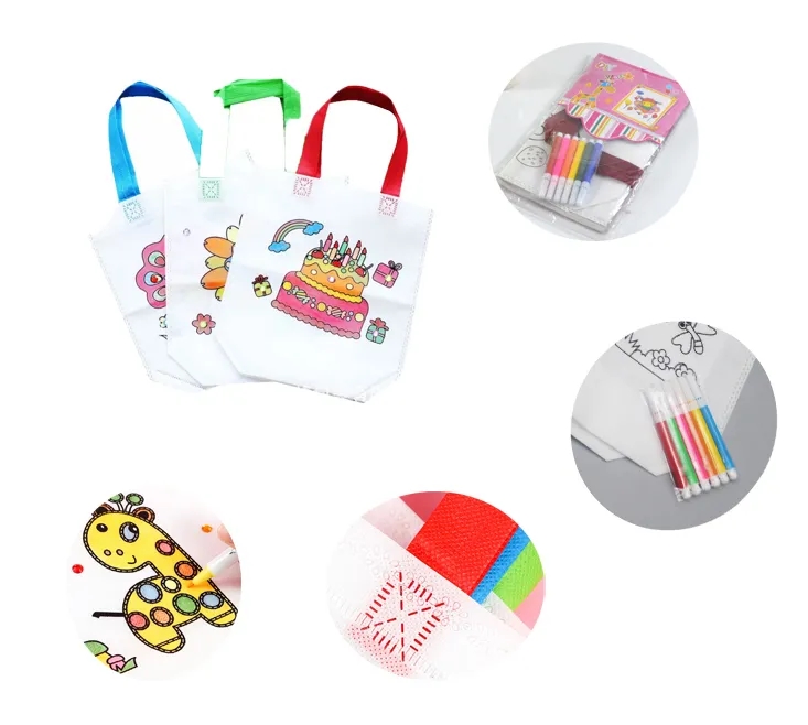 DIY Reusable Canvas color Doodle Bag for Kids 1