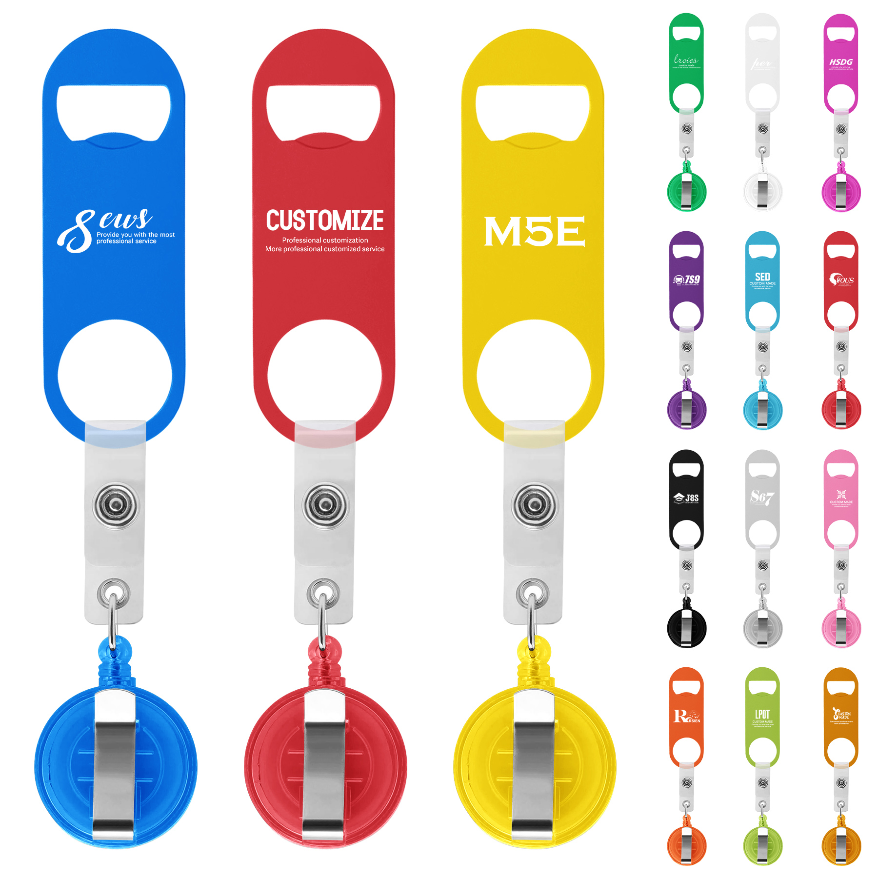 Bottle Opener With Retractable Round Clip 14
