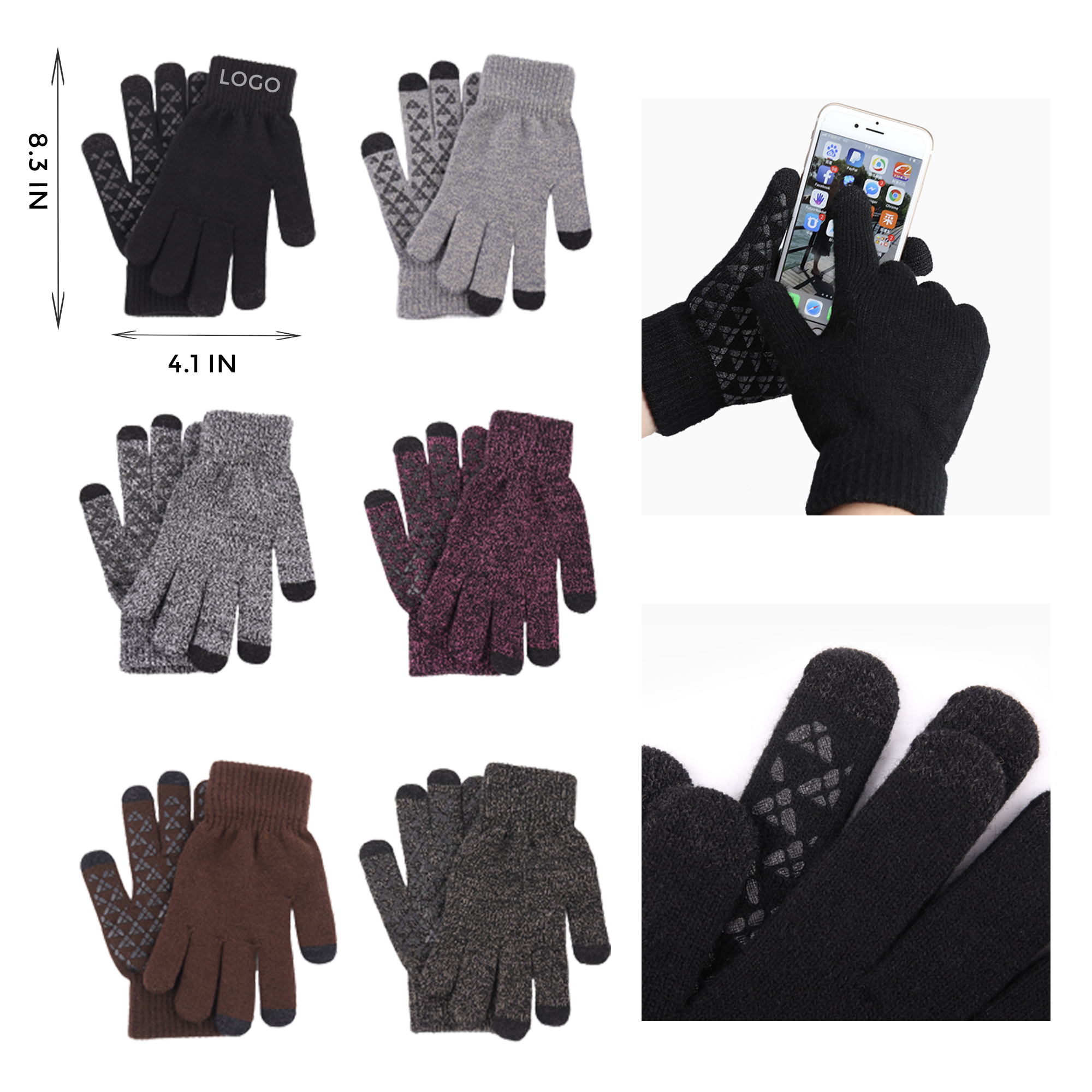 MOQ 10 PCS Versatile Touchscreen Thermal Gloves with Fluff Lining 2