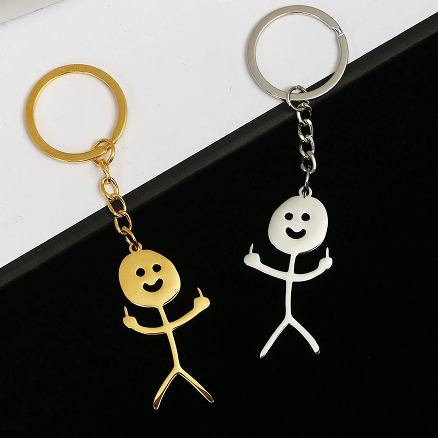 Stainless Steel Funny Doodle Match Man Key Chain 2