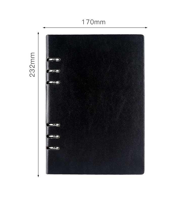 A5 PU Leather Notebook Loose Leaf Notebook with 6 Ring 3