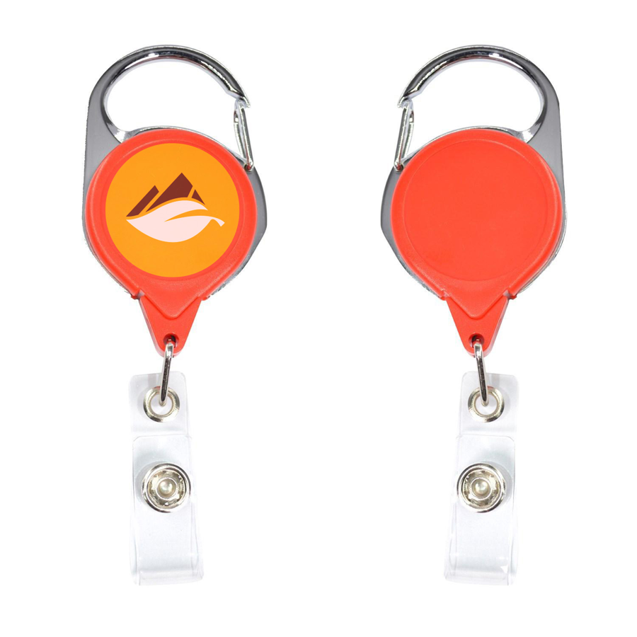 Circular Badge Reel w/ Carabiner & 2-Side Logo (No Twist) 2