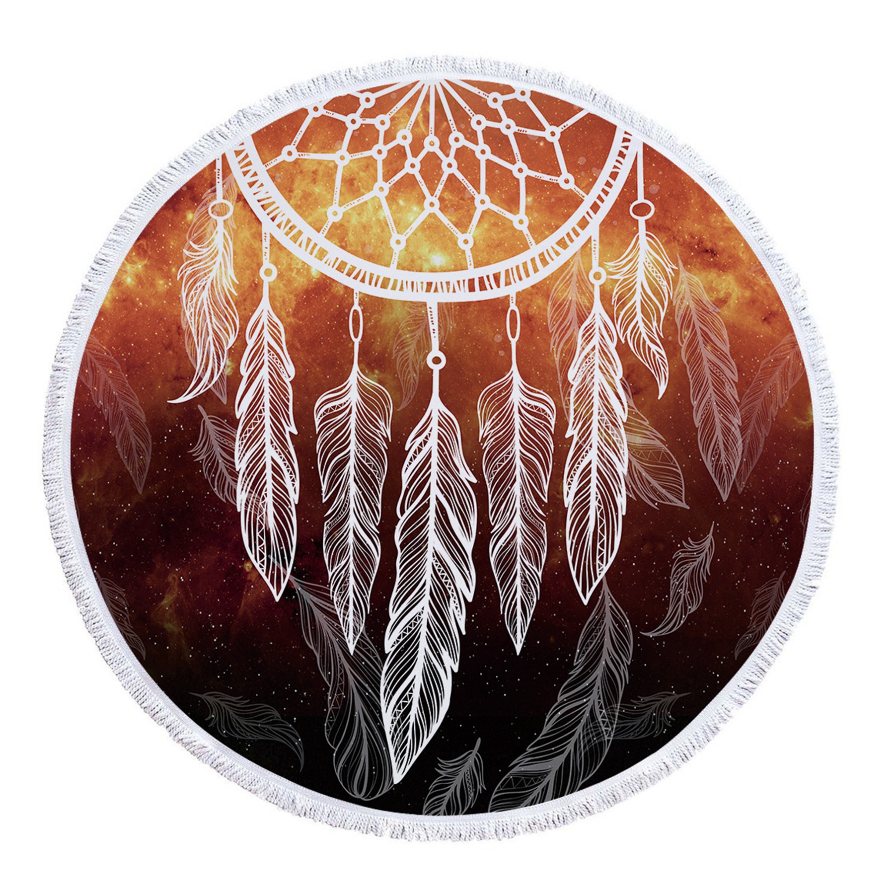Dreamcatcher Printing Round Beach Towel With Tassels 12