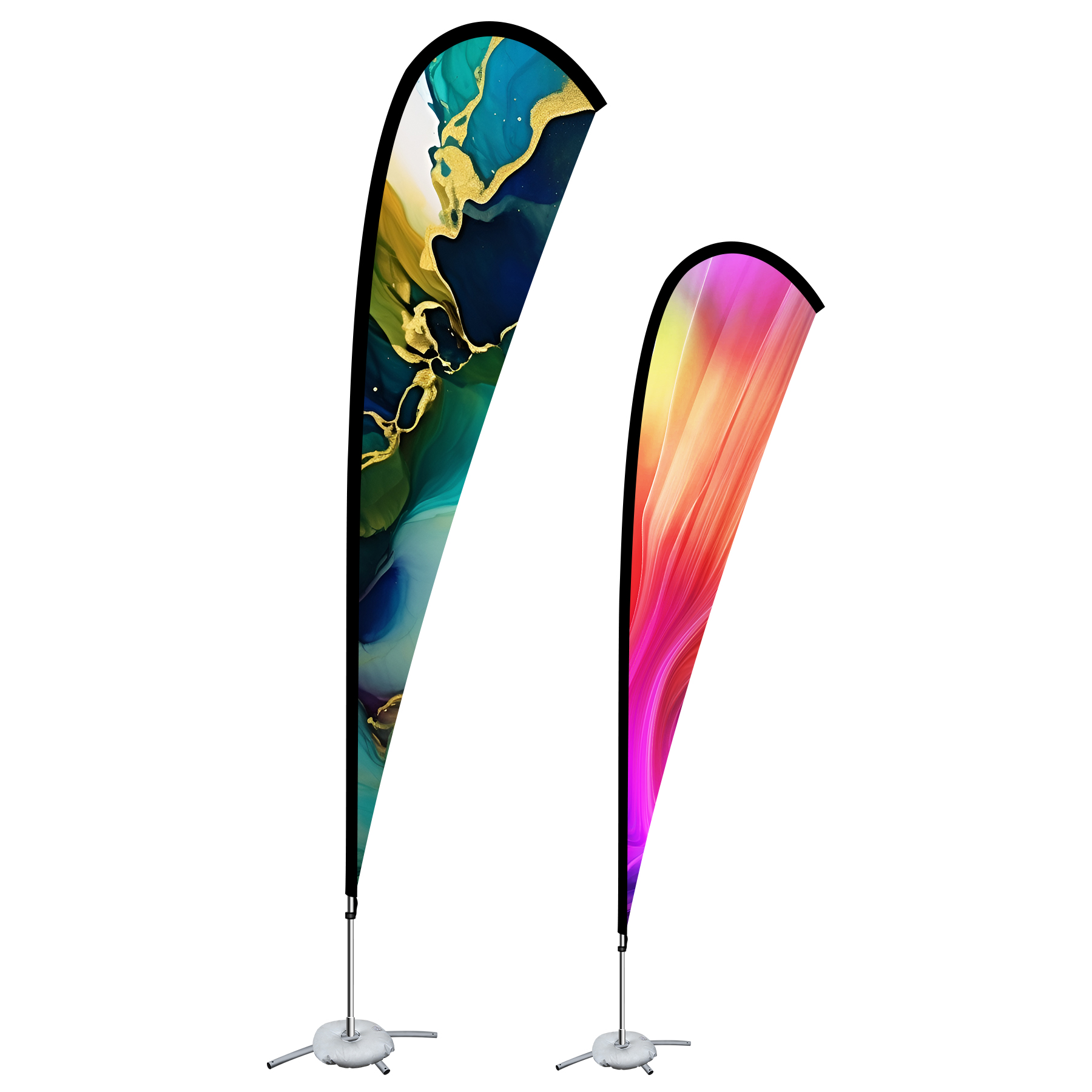 9ft Double Sided Printed Feather Beach Flag Kit W/ Cross Base & Water Bag 8