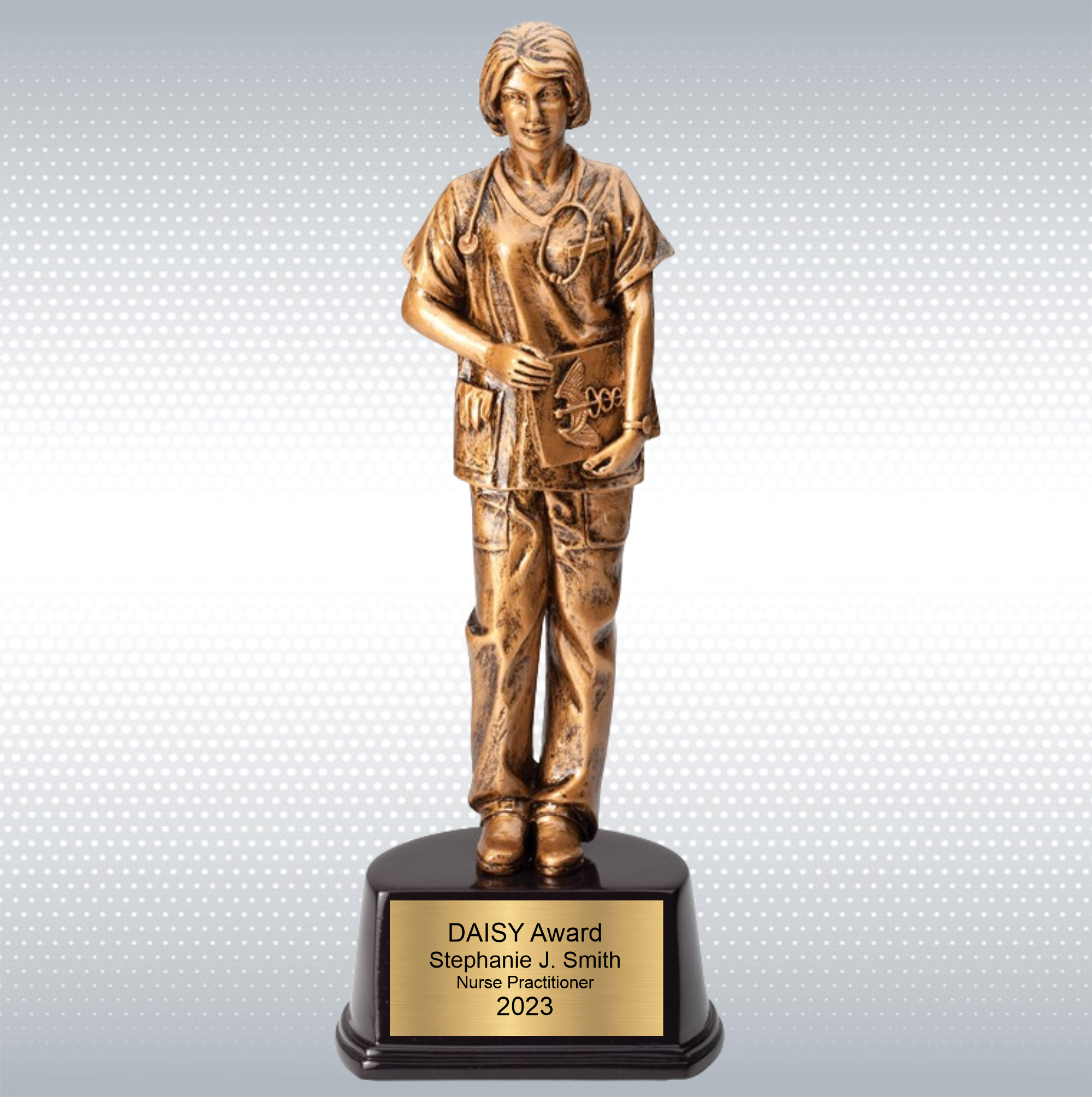 10" Premium Gallery Sculpture Golden American Hero Nurse Trophy Award 2