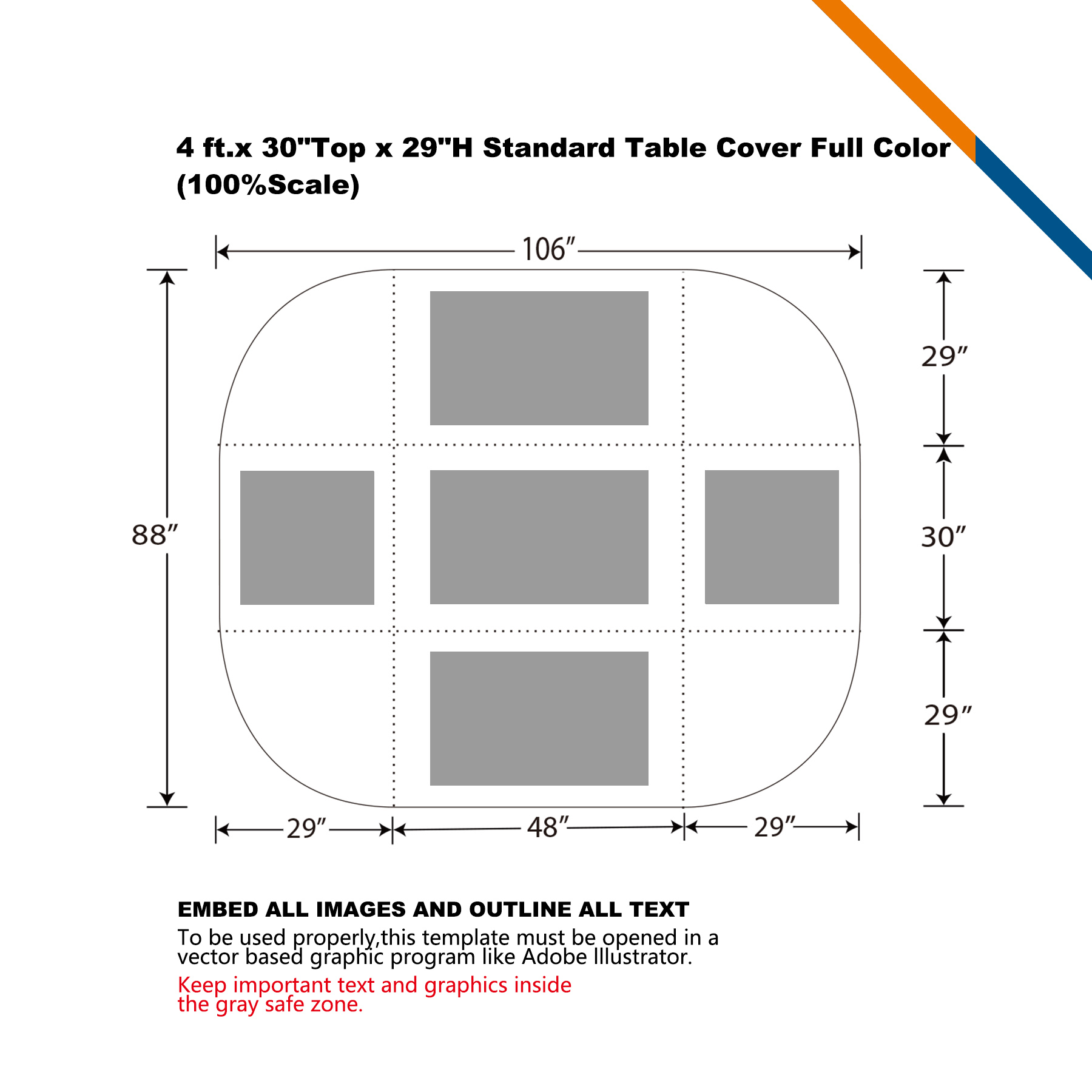 RUSH 4' Doden Standard Table Throw 4