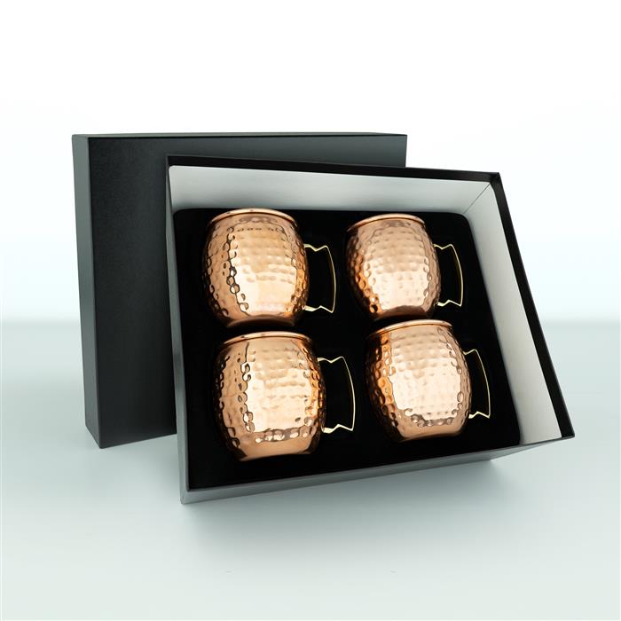 Moscow Mule Mug 4-Piece Set - Hammered Solid Copper 1