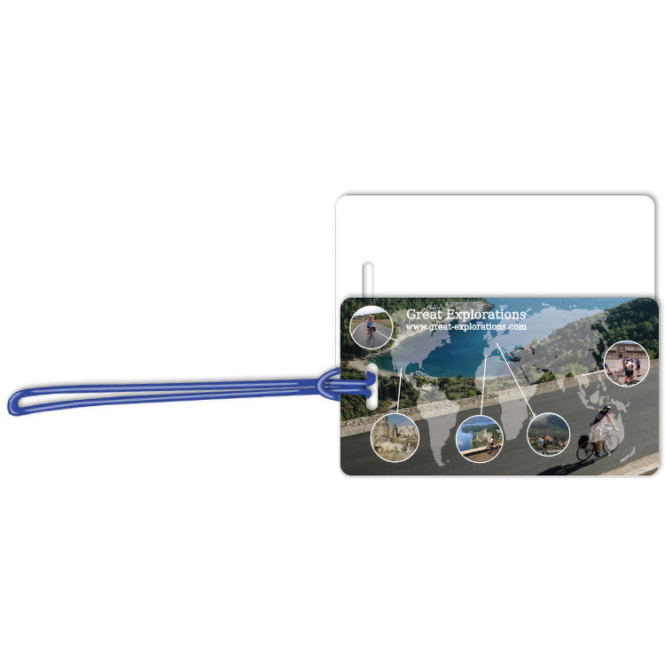 Luggage Tags .020 White Plastic (2.375"x4.25") in Full Colour with 6" Loop