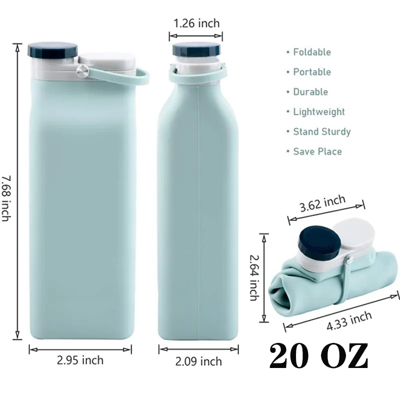 Custom 20oz Large Printing Area Collapsible Water Bottle 7