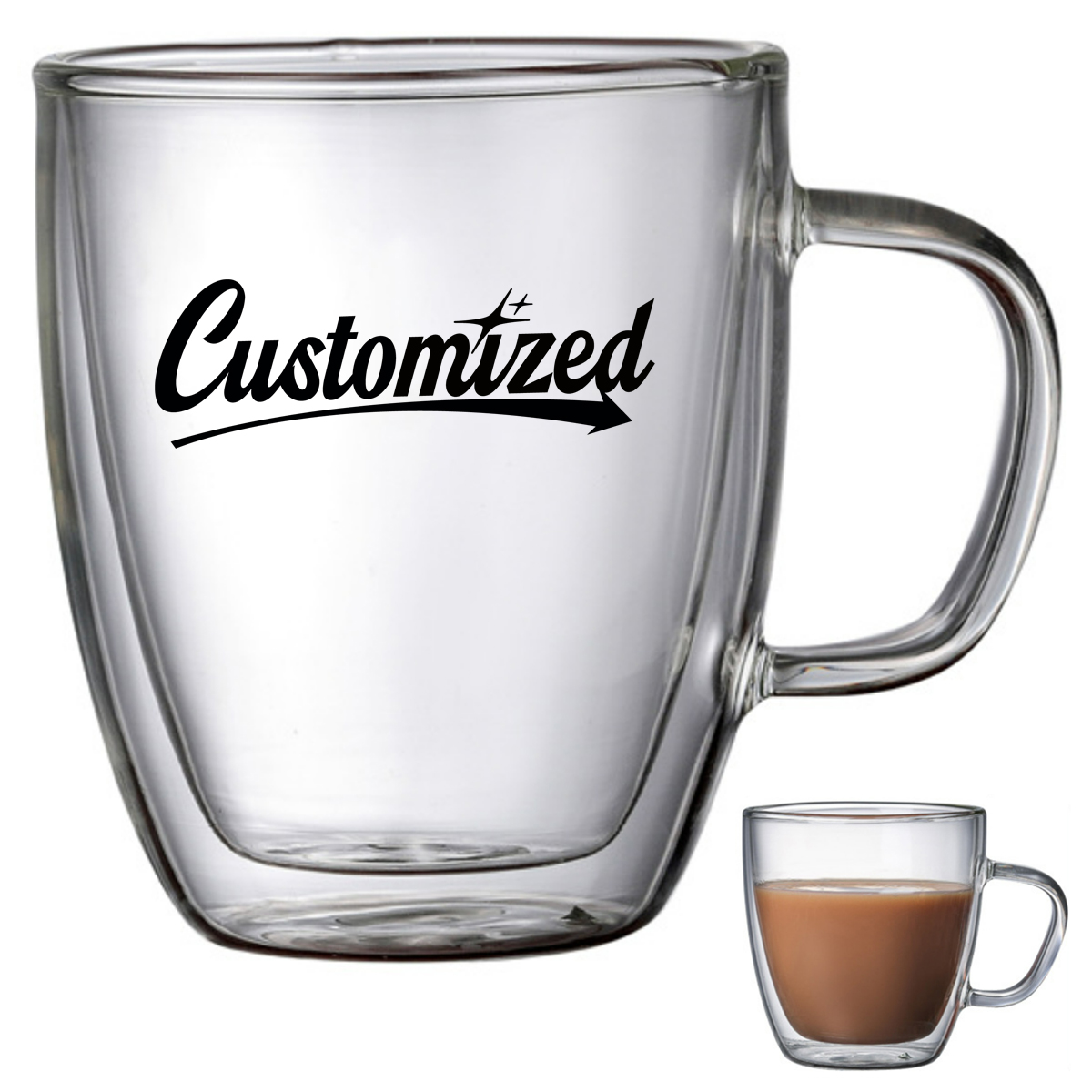 Double Wall Insulated Glass Coffee Mug with Handle 3