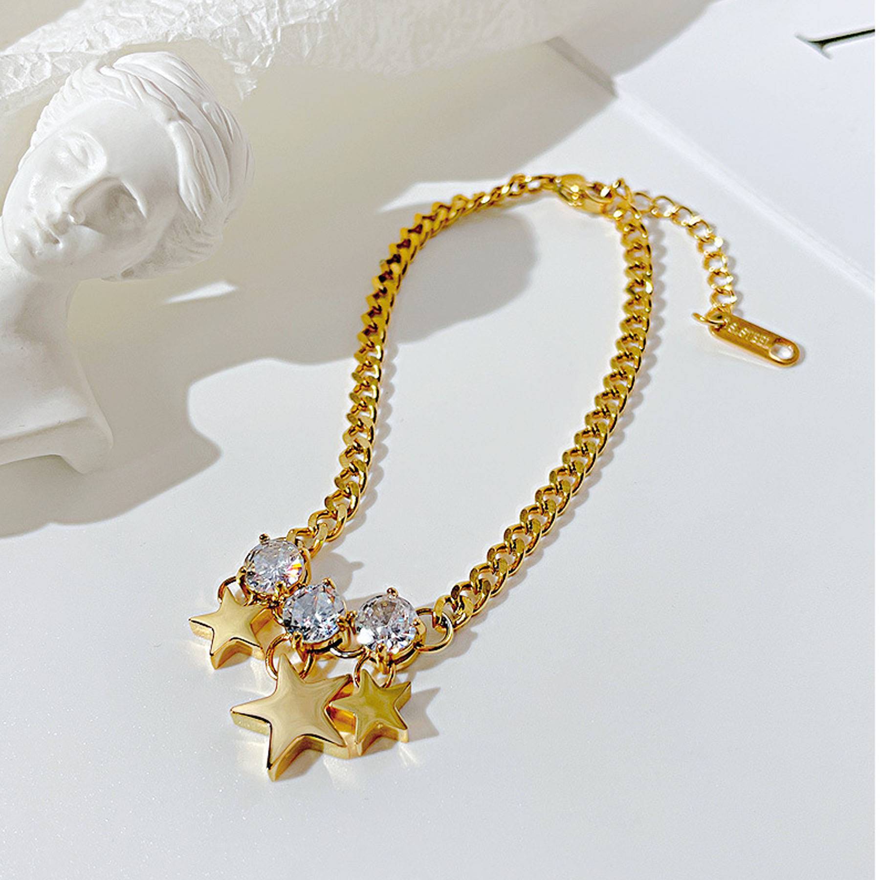 Five pointed star titanium steel bracelet 8