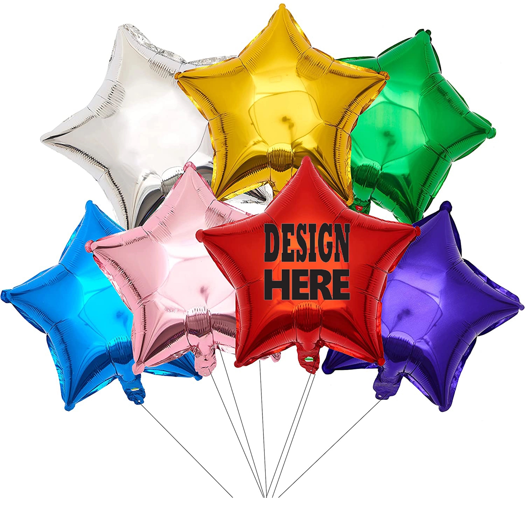 Star Shape Foil Mylar Balloon 1 Color 1 Side MOQ100