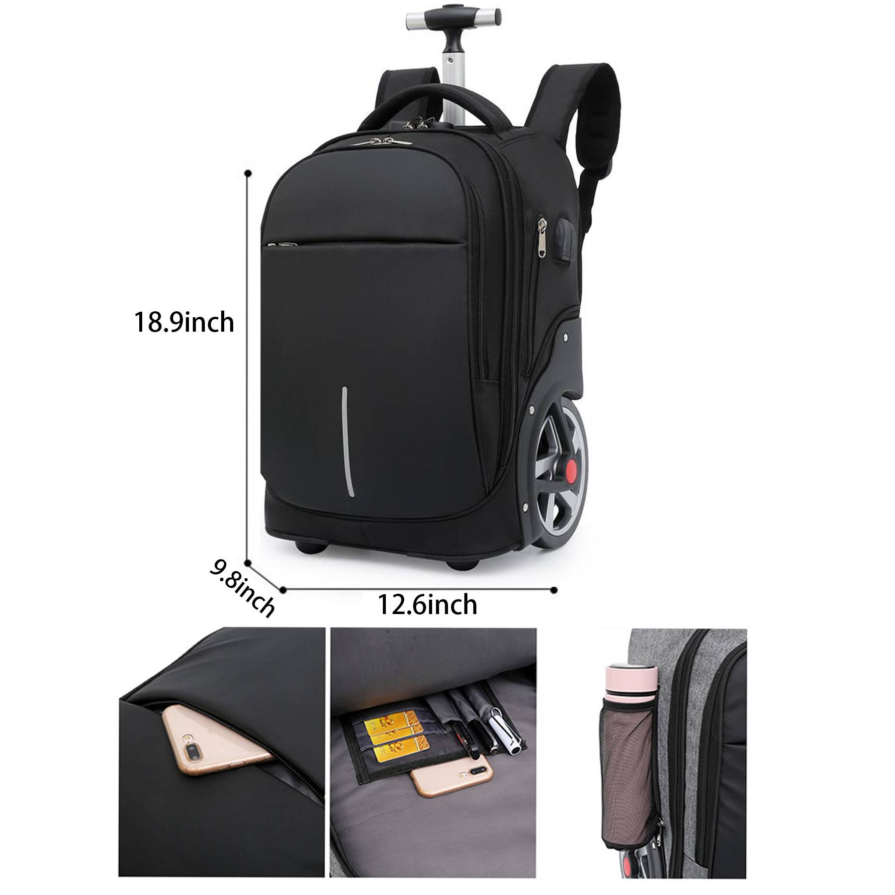 Oxford Rolling with 4 Wheels Travel Backpack Duffel bag Men 5