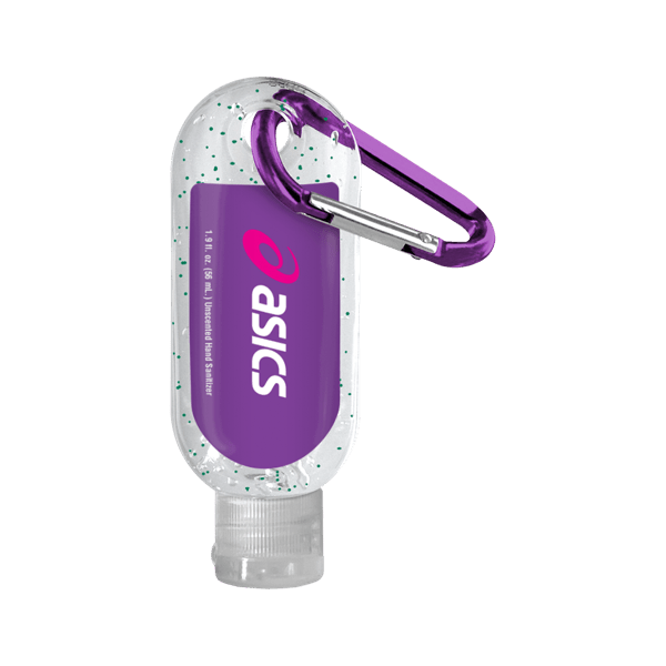 1.9 oz. Single Color Moisture Bead Sanitizer in Clear Bottle with Carabiner 5