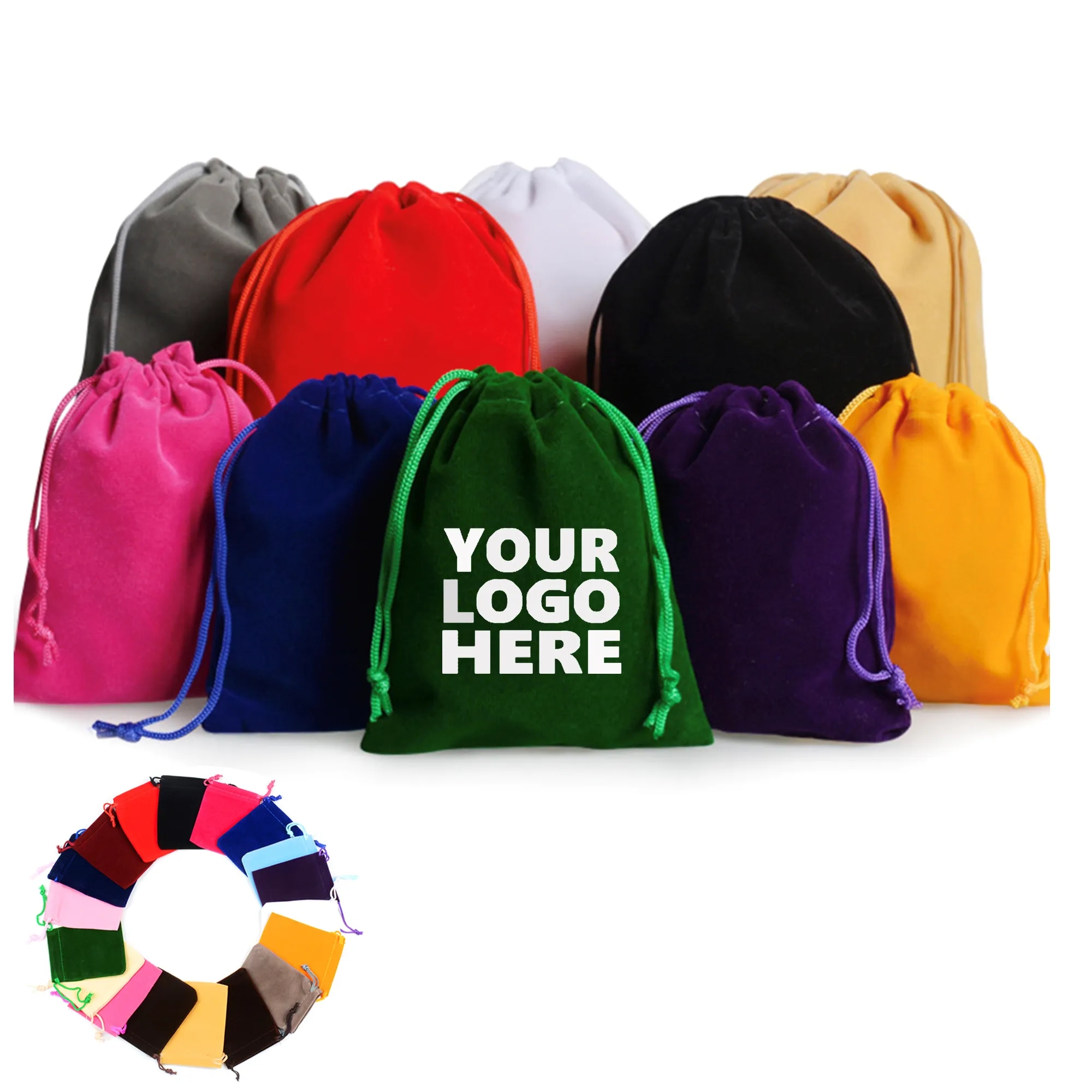 MOQ50 6" x 8" Big Drawstring Velvet Bag 2