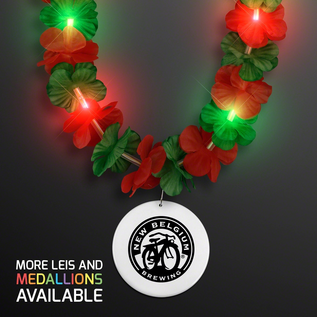 LED Christmas Hawaiian Lei Party Necklace with Medallion 5