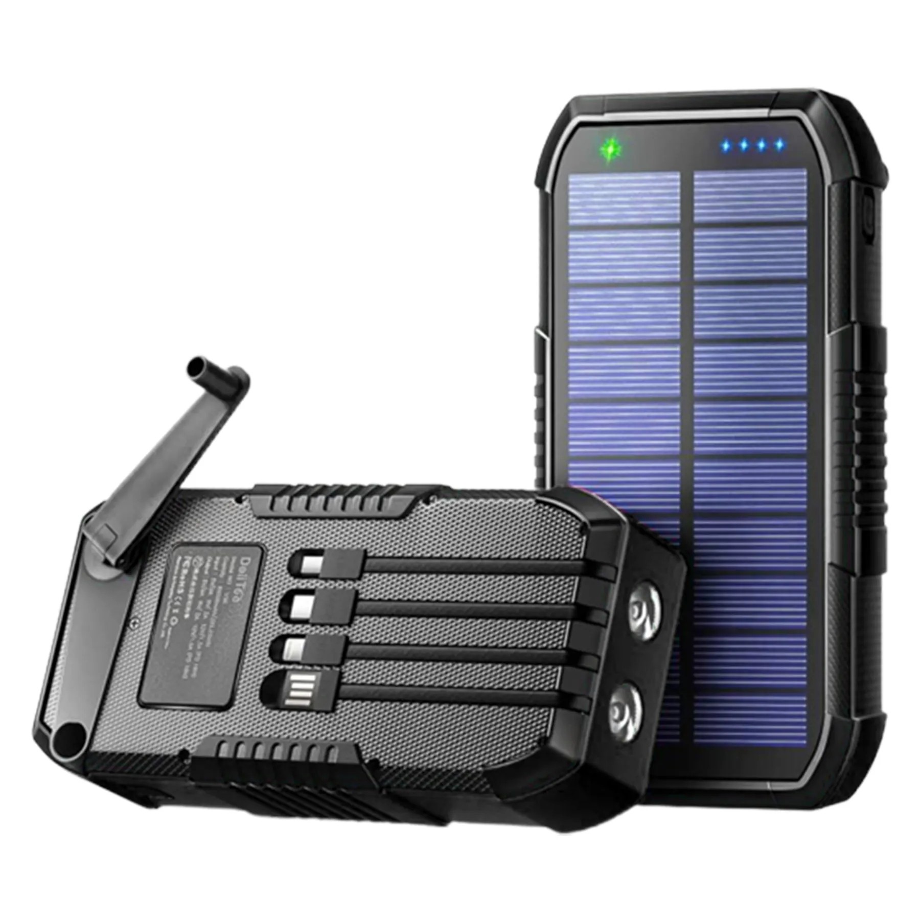 40000Mah Solar Power Bank Flashlight W/ 4 Built-In Cables 3