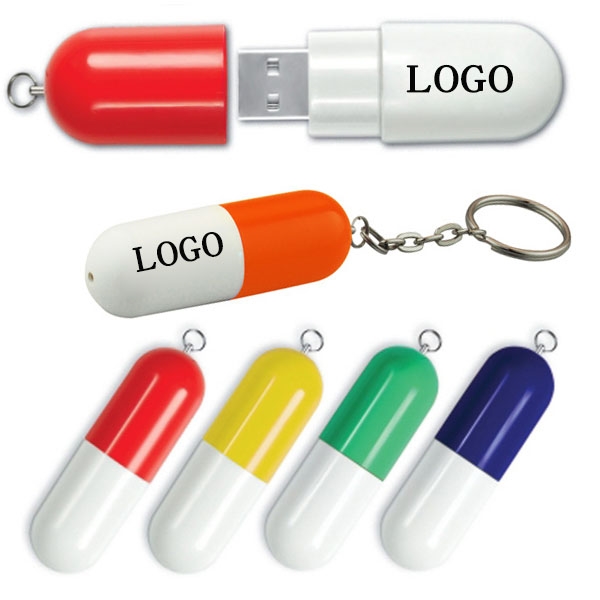 Plastic Pill Shaped USB Flash Drive--4 GB 1