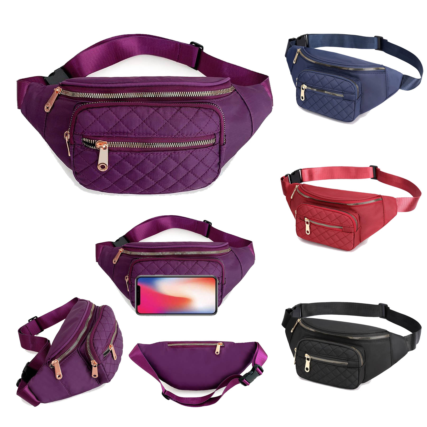 Embroidered Thread Plaid Fanny Pack 2