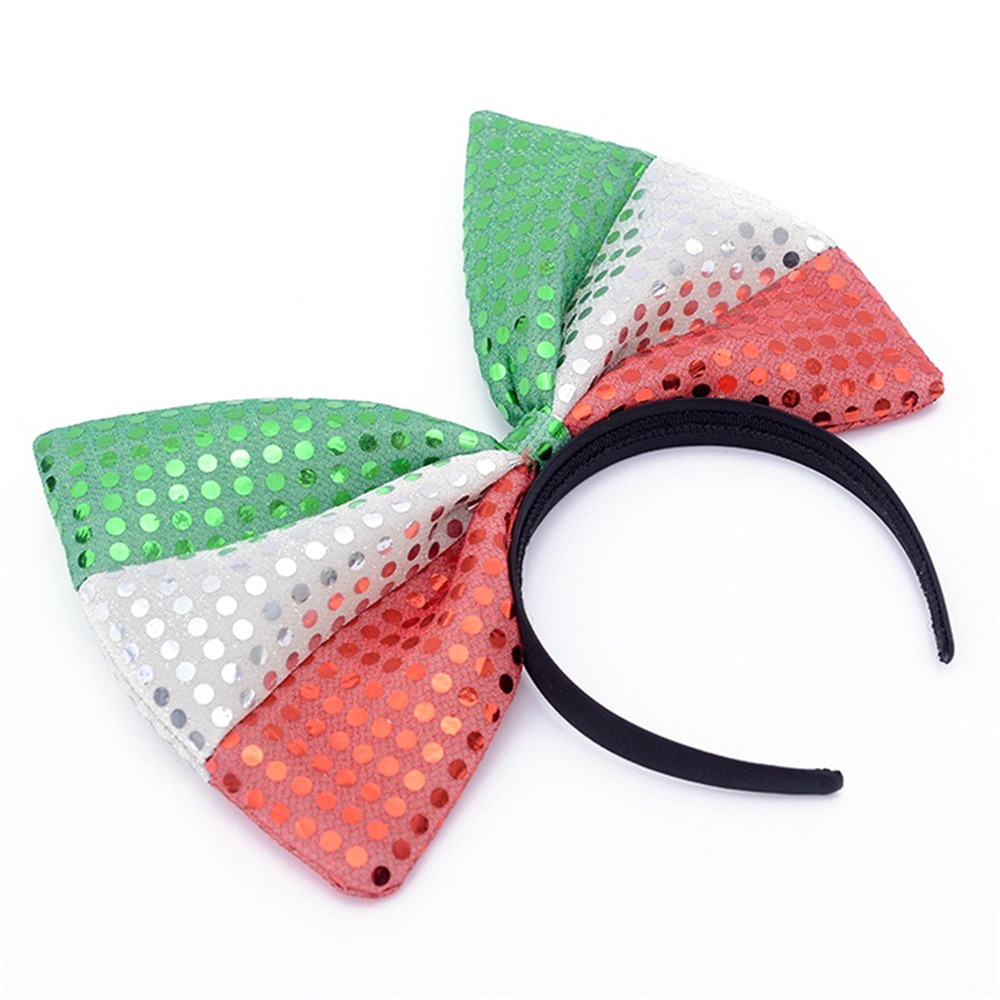 Qatar World Cup National Flag Glittery Bowknot Head Hoop 6