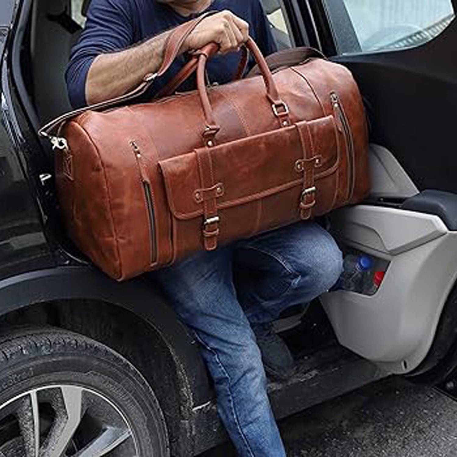 35L Genuine Leather Travel Duffle Bag 8