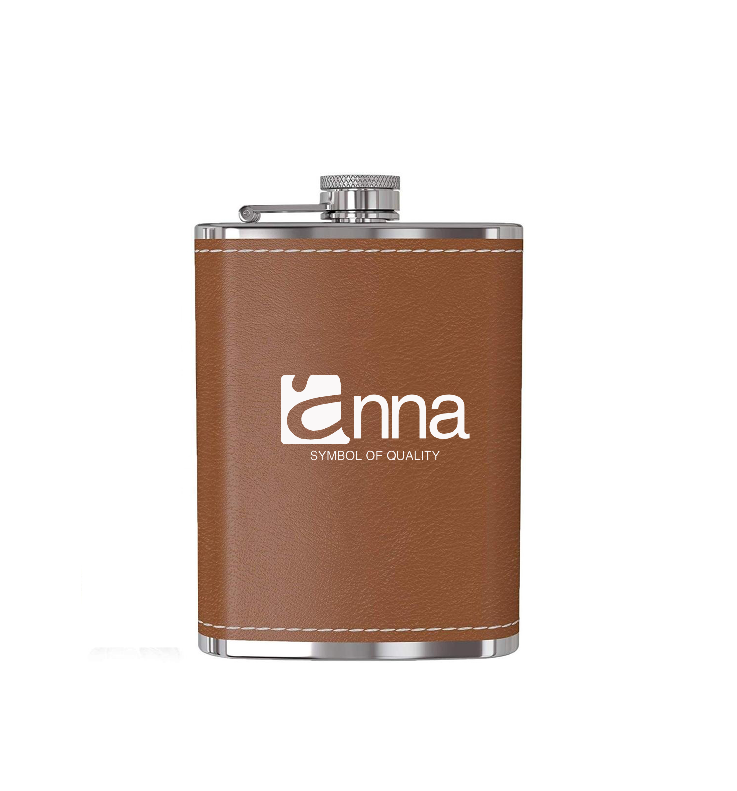 8 Oz Leather Wrapped Flask, custom water bottle with logo imprint 2
