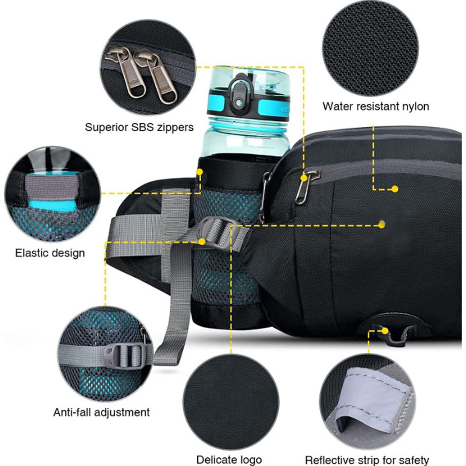 Water Bottle Holders Lumbar Belt HikingCamping Waist Bag 3