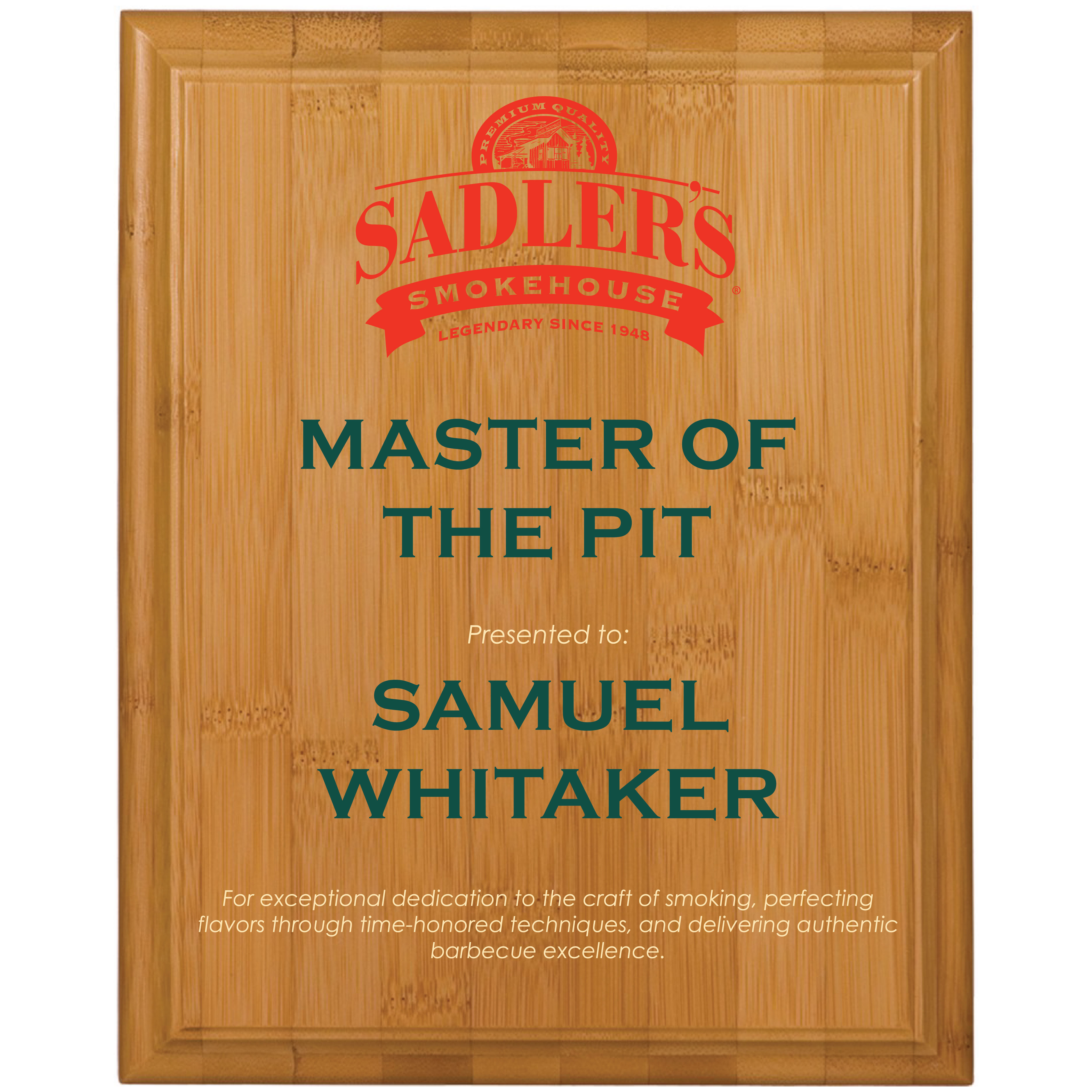 10" x 13" Bamboo Plaque