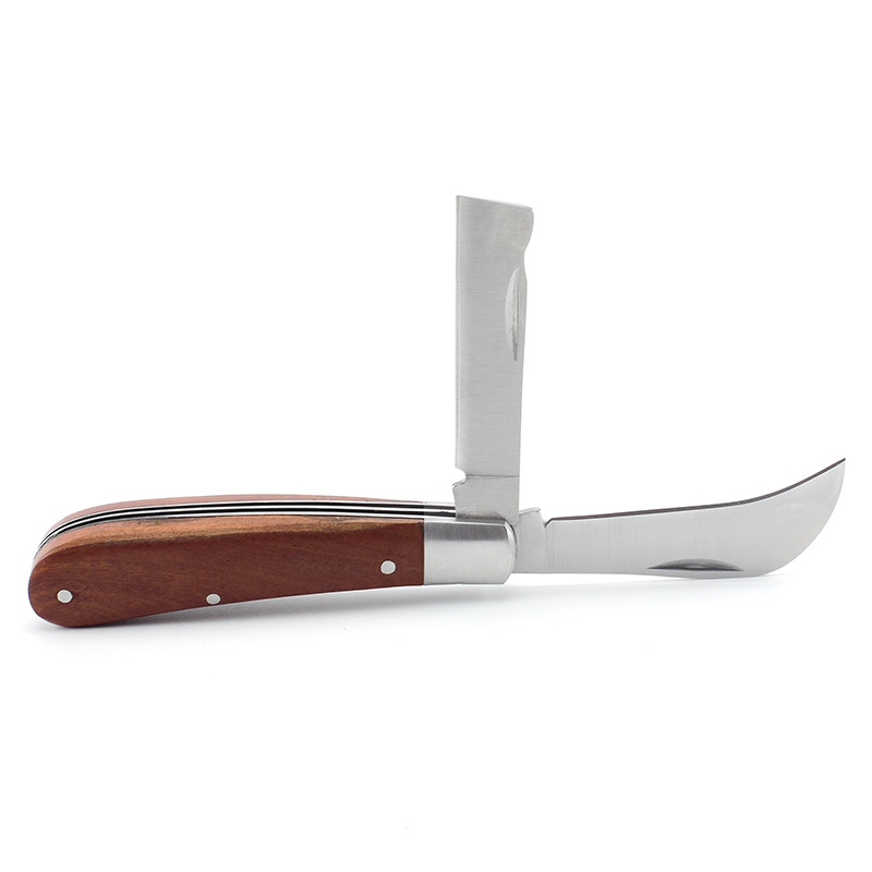 Stainless Steel Folding Pocket Knife with Wooden Handle 4