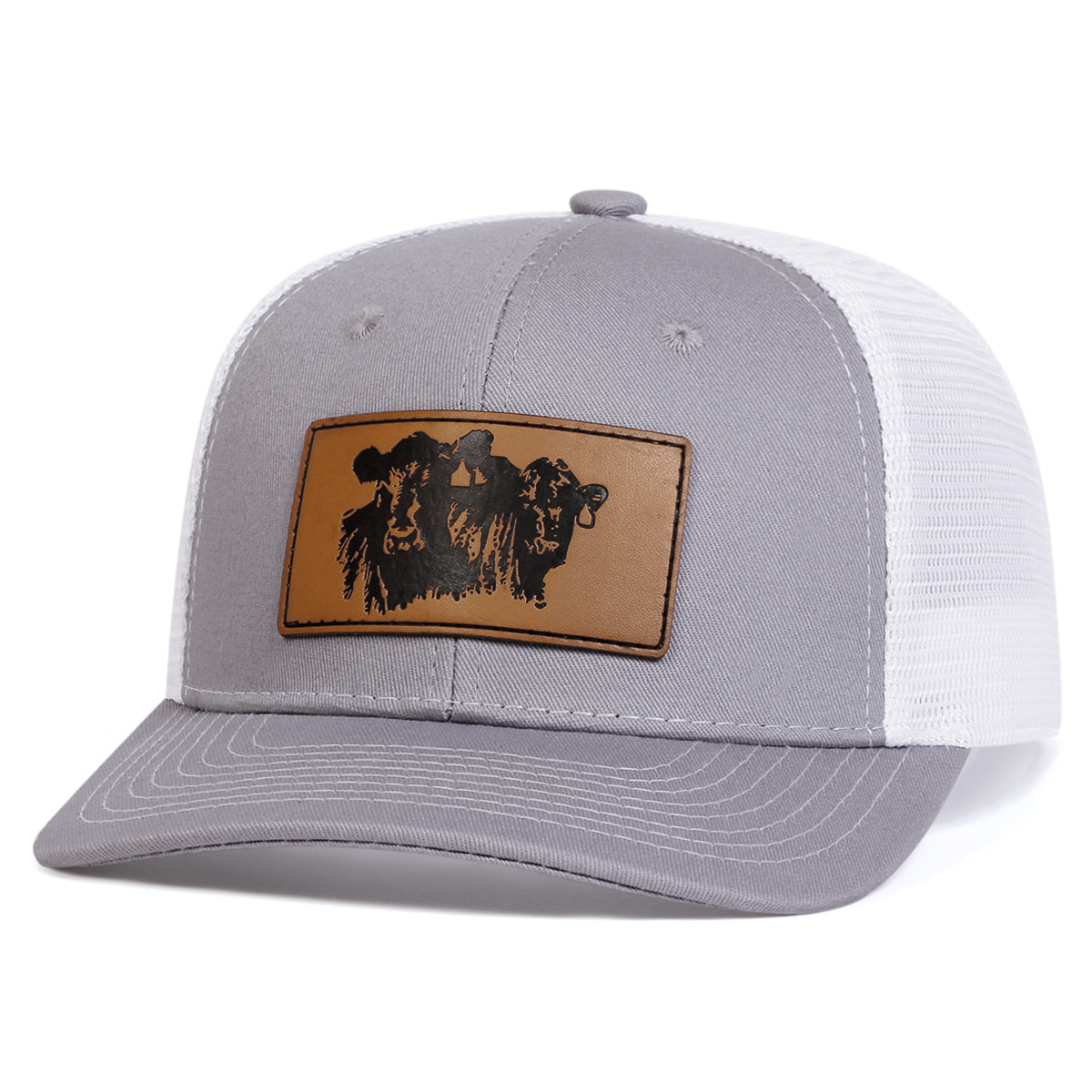 6-Panel Snapback Trucker Hat W/Leatherette Patches 9
