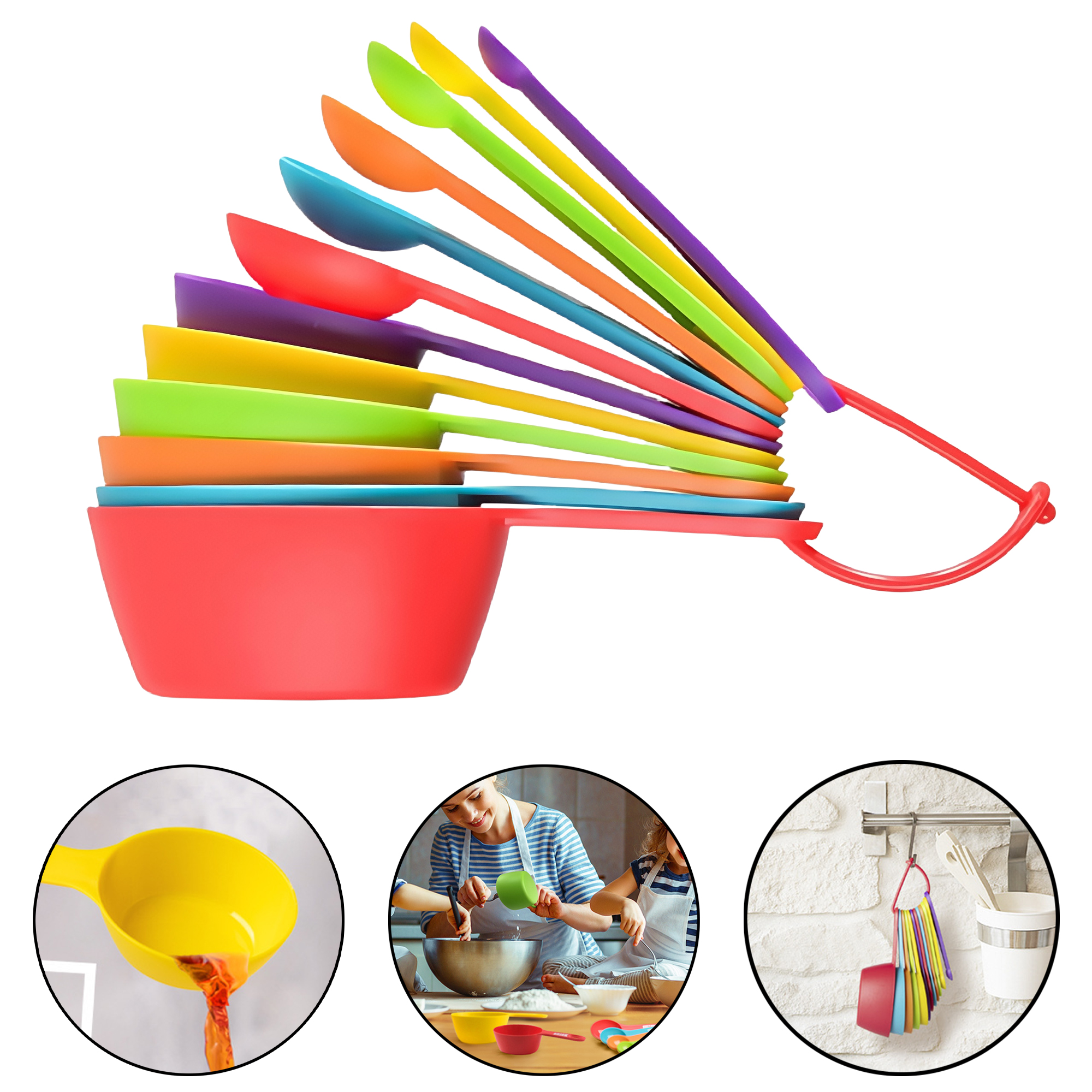 12-Piece Plastic Measuring Cups and Spoons Set with Scale 2