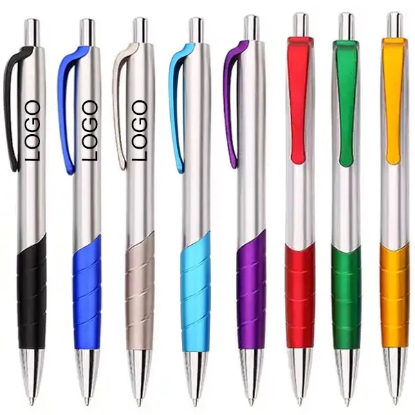 Promotional Silver Barrel Plastic Ballpoint Pen 3
