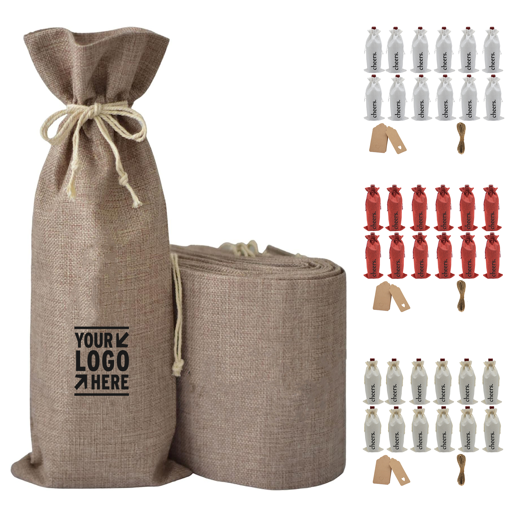 14 1/2 x 6 Inches Jute Burlap Wine Bag 1
